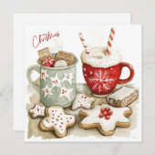 クリスマスジンジャーブレッドクッキーとホットチョコレート シーズンカード (正面/裏面)
