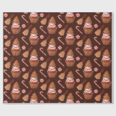 クリスマスジンジャーブレッドクッキーのカップケーキ ラッピングペーパー (フラット)