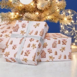 クリスマスジンジャーブレッドクッキーの模様 ラッピングペーパー