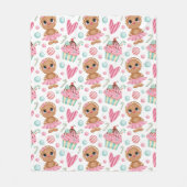 クリスマスジンジャーブレッドクッキーガールキャンディ&カップケーキ フリースブランケット (正面)