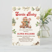 クリスマスジンジャーブレッドクッキーサンタベビーシャワー 招待状 (スタンド正面)