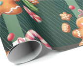 クリスマスジンジャーブレッドクッキーズプレイドホリデーパステル ラッピングペーパー (ロールコーナー)