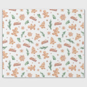 クリスマスジンジャーブレッドクッキーズホリデーグリーン ラッピングペーパー (フラット)