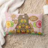 クリスマスジンジャーブレッドクッキーハウスキャンディ棒つきキャンデー ランバークッション (ブランケット)