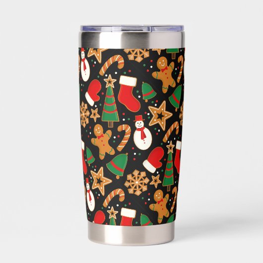 クリスマスジンジャーブレッドクッキー名前をカスタムする 保温保冷タンブラー (正面)
