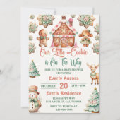 クリスマスジンジャーブレッドクッキー赤ちゃんシャワーパーティー 招待状 (正面)