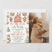 クリスマスジンジャーブレッドクッキー赤ちゃんシャワーパーティー 招待状 (正面)