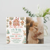 クリスマスジンジャーブレッドクッキー赤ちゃんシャワーパーティー 招待状 (スタンド正面)