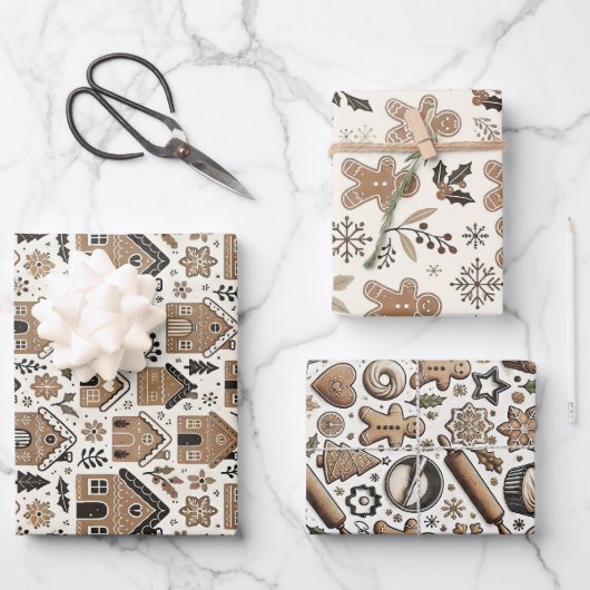 クリスマスジンジャーブレッドクッキー ラッピングペーパーシート (正面)
