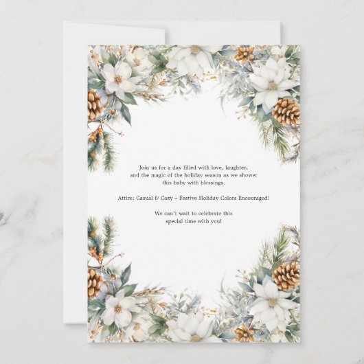 クリスマスジンジャーブレッドコーキー ベイビーシャワー 招待状 (裏面)