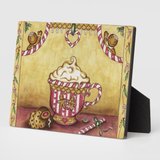クリスマスジンジャーブレッドコーヒーアートデコール フォトプラーク (側面)