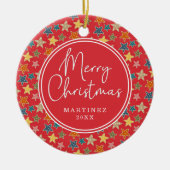 クリスマスジンジャーブレッドスタークッキーパターンセラミック セラミックオーナメント (正面)