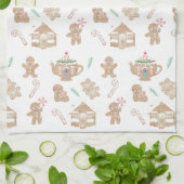 クリスマスジンジャーブレッドティール(緑がかった色)タオル キッチンタオル (折り畳み)