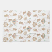 クリスマスジンジャーブレッドティール(緑がかった色)タオル キッチンタオル (横)