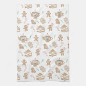 クリスマスジンジャーブレッドティール(緑がかった色)タオル キッチンタオル (縦)