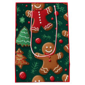 クリスマスジンジャーブレッドデザイン ミディアムペーパーバッグ (裏面)