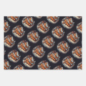 クリスマスジンジャーブレッドハウスとキャンディーケーン ラッピングペーパーシート (正面)