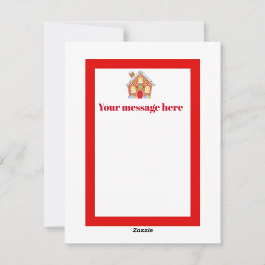 クリスマスジンジャーブレッドハウスにメッセージカードを追加 シーズンカード (裏面)