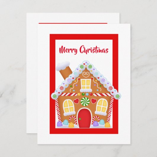 クリスマスジンジャーブレッドハウスにメッセージカードを追加 シーズンカード (正面/裏面)