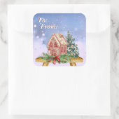 クリスマスジンジャーブレッドハウスウォーターカラーへ&から スクエアシール (バッグ)