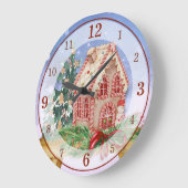 クリスマスジンジャーブレッドハウスウォーターカラーアクリル ラージ壁時計 (傾斜)