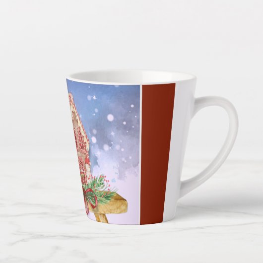 クリスマスジンジャーブレッドハウスウォーターカラー カフェラテマグ (右)