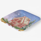 クリスマスジンジャーブレッドハウスウォーターカラー ペーパープレート (傾斜あり)