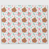 クリスマスジンジャーブレッドハウスキャンディ&カップケーキ ラッピングペーパー (フラット)