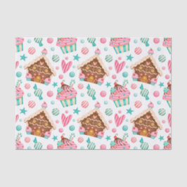 クリスマスジンジャーブレッドハウスキャンディ&カップケーキ 薄葉紙