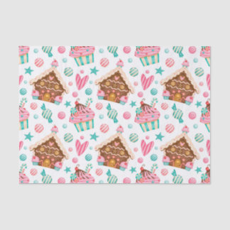 クリスマスジンジャーブレッドハウスキャンディ&カップケーキ 薄葉紙