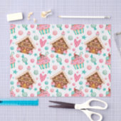 クリスマスジンジャーブレッドハウスキャンディ&カップケーキ 薄葉紙 (クラフト)