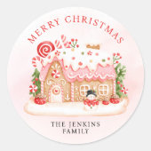 クリスマスジンジャーブレッドハウスギフト ラウンドシール (正面)
