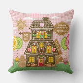 クリスマスジンジャーブレッドハウスクッキーキャンディ棒つきキャンデー クッション (正面)