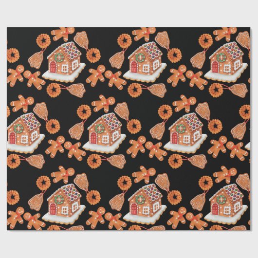 クリスマスジンジャーブレッドハウスクッキー ラッピングペーパー (フラット)
