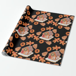 クリスマスジンジャーブレッドハウスクッキー ラッピングペーパー