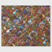 クリスマスジンジャーブレッドハウスサンタクロースオーナメント ラッピングペーパー (フラット)