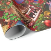 クリスマスジンジャーブレッドハウスサンタクロースオーナメント ラッピングペーパー (ロールコーナー)