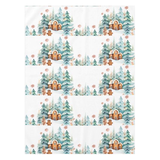 クリスマスジンジャーブレッドハウスジンジャーブレッド姿 テーブルクロス (正面)