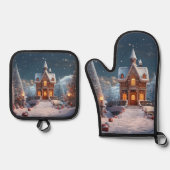 クリスマスジンジャーブレッドハウススターリーナイト 鍋つかみ&鍋敷きセット (正面)