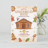 クリスマスジンジャーブレッドハウスデコレーション パーティー 招待状 (スタンド正面)