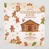クリスマスジンジャーブレッドハウスデコレーション パーティー 招待状 (正面/裏面)
