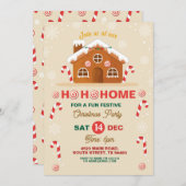 クリスマスジンジャーブレッドハウスパーティーホーホー 招待状 (正面/裏面)