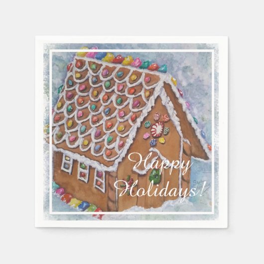 クリスマスジンジャーブレッドハウスパーティー スタンダードカクテルナプキン (正面)