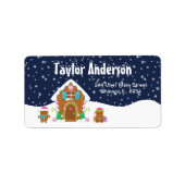 クリスマスジンジャーブレッドハウスピンク&ネイビー ラベル (正面)