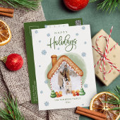 クリスマスジンジャーブレッドハウスフォトホリデーポストカード シーズンポストカード