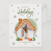 クリスマスジンジャーブレッドハウスフォトホリデーポストカード シーズンポストカード (正面)