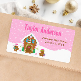 クリスマスジンジャーブレッドハウスブライトピンク ラベル