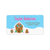 クリスマスジンジャーブレッドハウスブルーとピンク ラベル (正面)
