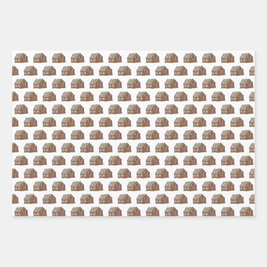 クリスマスジンジャーブレッドハウスペパーミントキャンディーケーン ラッピングペーパーシート (正面3)