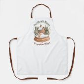 クリスマスジンジャーブレッドハウスホリデースノーグローブ エプロン (正面)